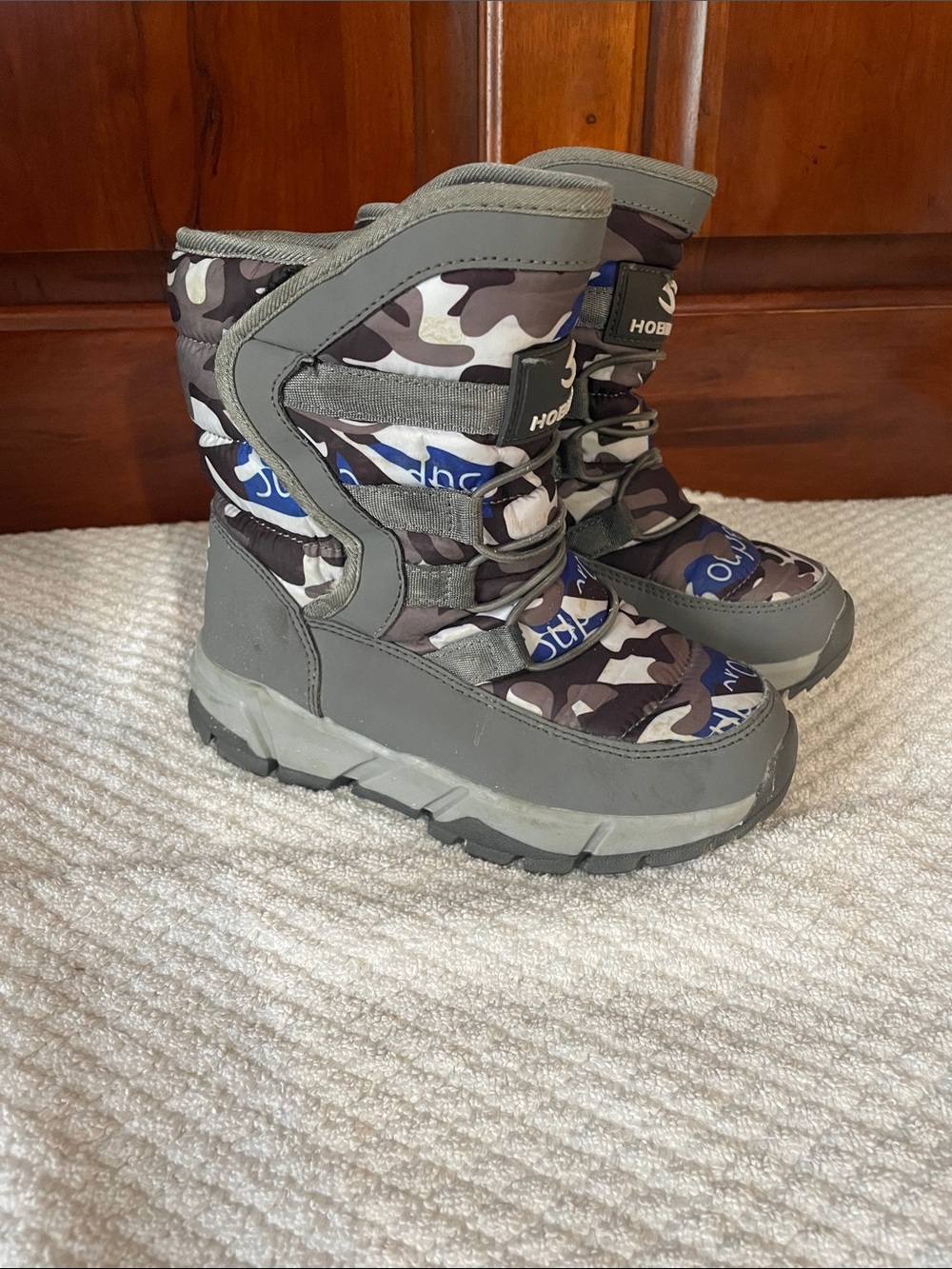 Hobibear Kids' Gray Camo Rain & Snow Boots